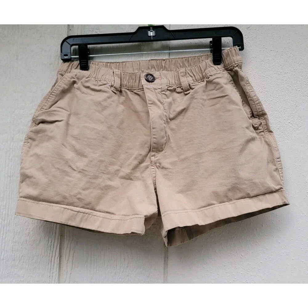 Chubbies Shorts Size Medium Khaki Tan Elastic Waist Stretch Twill 4 Inch Inseam